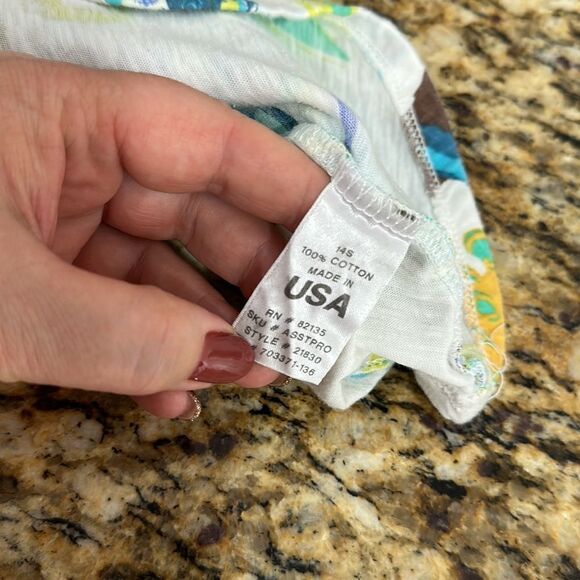 Fresh Produce Cotton Abstract Print Sharkbite Hem Short Sleeve T-Shirt Size XS - Picture 6 of 9